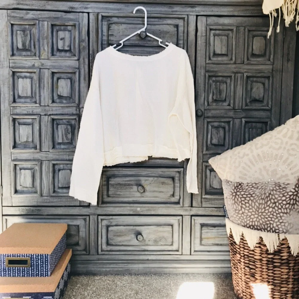 Free People Walking in Hueco Ivory Open Back Tie Top M NWOT